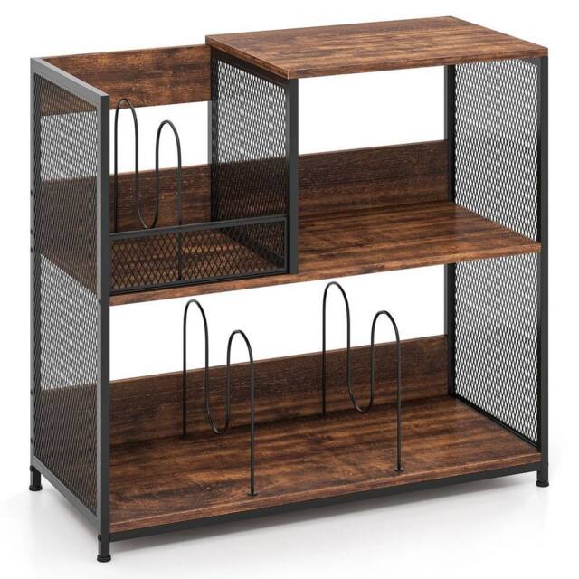 Kelvenix End Table Turntable Stand Vinyl Display Rack in Brown - Size: 0.6m2 - image 1