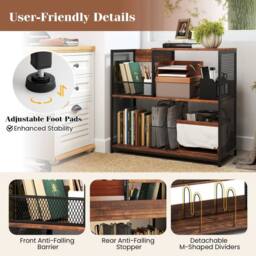 Kelvenix End Table Turntable Stand Vinyl Display Rack in Brown - Size: 0.6m2 - thumbnail 5