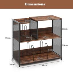 Kelvenix End Table Turntable Stand Vinyl Display Rack in Brown - Size: 0.6m2 - thumbnail 2