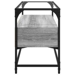 Berkfield Home TV Cabinet with Glass Top Grey Sonoma 98x35x51 cm Engineered Wood - Size: 98 x 35 x 51 cm - thumbnail 5