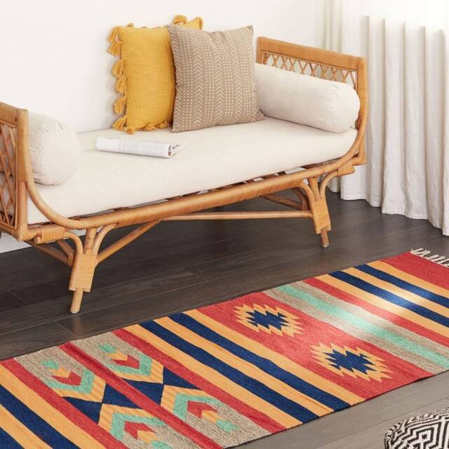Wyld and Coco Kilim Runner Rug Handwoven Cotton Reversible Multicolour 80 x 300 cm - Size: 80 cm x 300 cm - image 1