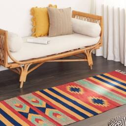 Wyld and Coco Kilim Runner Rug Handwoven Cotton Reversible Multicolour 80 x 300 cm - Size: 80 cm x 300 cm - thumbnail 1