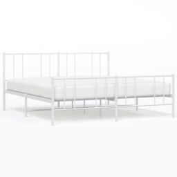 Berkfield Home Metal Bed Frame with Headboard & Footboard White 180x200 cm Super King - thumbnail 2