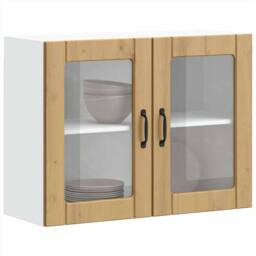 Berkfield Home Kitchen Wall Cabinet with Glass Door Lucca Artisan Oak Engineered Wood in Brown - thumbnail 5