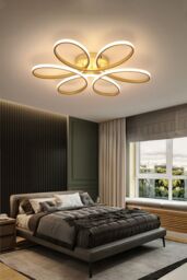 Living and Home 65W Modern Gold Acrylic Petal LED Semi Ceiling Light - thumbnail 3