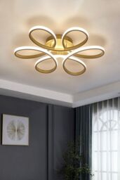 Living and Home 65W Modern Gold Acrylic Petal LED Semi Ceiling Light - thumbnail 1