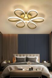 Living and Home 65W Modern Gold Acrylic Petal LED Semi Ceiling Light - thumbnail 2