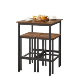 Modcraft 3-Piece Dining Table & Stool Set - Space-Saving & Rustic Style in Brown - thumbnail 8