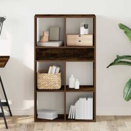 Berkfield Home Book Cabinet Smoked Oak 66x31x112 cm Engineered Wood in Dark Brown - Size: 66 x 31 x 112 cm - thumbnail 3
