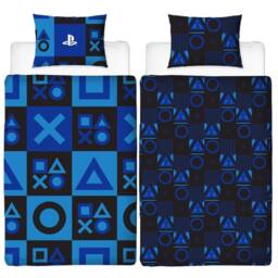 Playstation Checked Reversible Duvet Set in Blue - Size: Double - thumbnail 1