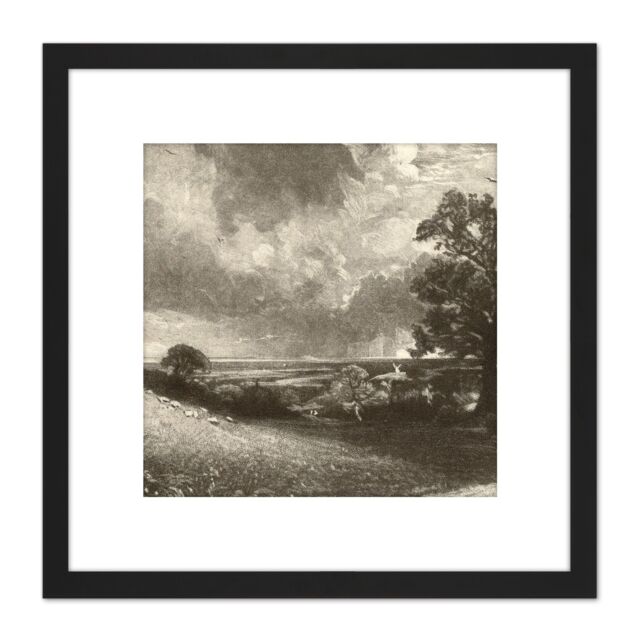 Artery8 David Lucas Noon 1831 Painting 8X8 Inch Square Wooden Framed Wall Art Print Picture with Mount in Black - image 1