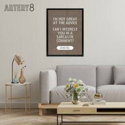 "Artery8 Friends Quote Sarcastic Comment Chandler Framed Canvas Wall Art Print in Brown - Size: W12"" x H16""" - thumbnail 3