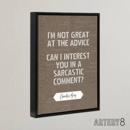 "Artery8 Friends Quote Sarcastic Comment Chandler Framed Canvas Wall Art Print in Brown - Size: W12"" x H16""" - thumbnail 2