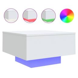Berkfield Home Modern Coffee Table with LED Lights White 55x55x31 cm - Size: 55 x 55 x 31 cm - thumbnail 3