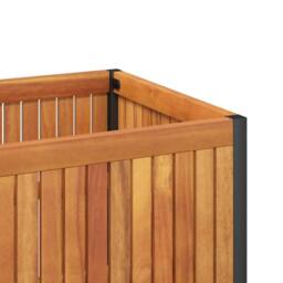 Berkfield Home Decorative Garden Planter 80x30x27.5 cm Solid Wood Acacia & Steel in Brown - thumbnail 8
