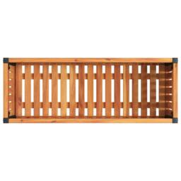 Berkfield Home Decorative Garden Planter 80x30x27.5 cm Solid Wood Acacia & Steel in Brown - thumbnail 7