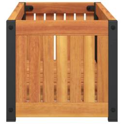 Berkfield Home Decorative Garden Planter 80x30x27.5 cm Solid Wood Acacia & Steel in Brown - thumbnail 5