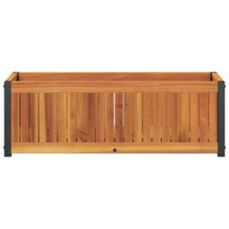 Berkfield Home Decorative Garden Planter 80x30x27.5 cm Solid Wood Acacia & Steel in Brown - thumbnail 4