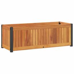 Berkfield Home Decorative Garden Planter 80x30x27.5 cm Solid Wood Acacia & Steel in Brown - thumbnail 3