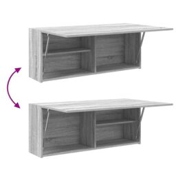 Berkfield Home Bathroom Wall Cabinet Grey Sonoma 100x25x40 cm Engineered Wood - Size: 100 x 25 x 40 cm - thumbnail 8