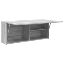 Berkfield Home Bathroom Wall Cabinet Grey Sonoma 100x25x40 cm Engineered Wood - Size: 100 x 25 x 40 cm - thumbnail 4