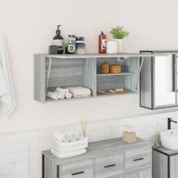 Berkfield Home Bathroom Wall Cabinet Grey Sonoma 100x25x40 cm Engineered Wood - Size: 100 x 25 x 40 cm