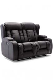 More4Homes Caesar Manual Recliner Bonded Leather 1+2+3 Seater Sofa Set in Black - thumbnail 4