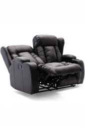 More4Homes Caesar Manual Recliner Bonded Leather 1+2+3 Seater Sofa Set in Black - thumbnail 6
