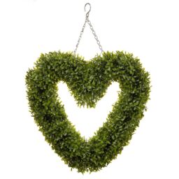 mysmartbuy Green Boxwood Heart - 40cm Hanging Outdoor Garden Artificial Topiary - thumbnail 3