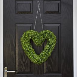 mysmartbuy Green Boxwood Heart - 40cm Hanging Outdoor Garden Artificial Topiary - thumbnail 2