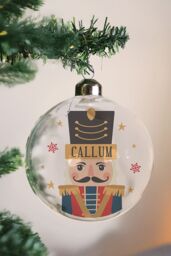 Personalised Memento Company Personalised Nutcracker Christmas Glass Bauble in Clear - thumbnail 4