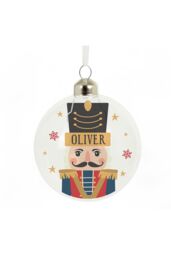 Personalised Memento Company Personalised Nutcracker Christmas Glass Bauble in Clear