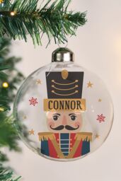 Personalised Memento Company Personalised Nutcracker Christmas Glass Bauble in Clear - thumbnail 3