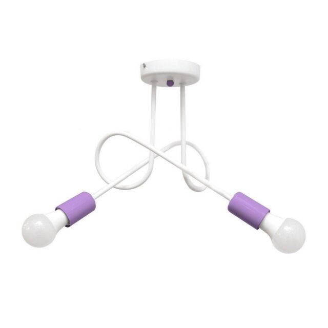 Netlighting Oxford Multi Arm Semi Flush Ceiling Light White Purple 38cm