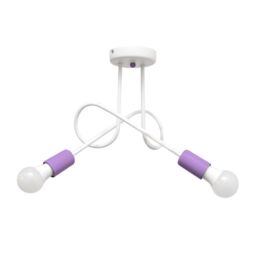 Netlighting Oxford Multi Arm Semi Flush Ceiling Light White Purple 38cm