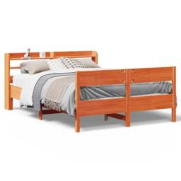 Berkfield Home Decorative Bed Frame without Mattress Wax Brown 160x200 cm Solid - thumbnail 3