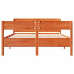 Berkfield Home Decorative Bed Frame without Mattress Wax Brown 160x200 cm Solid - thumbnail 4