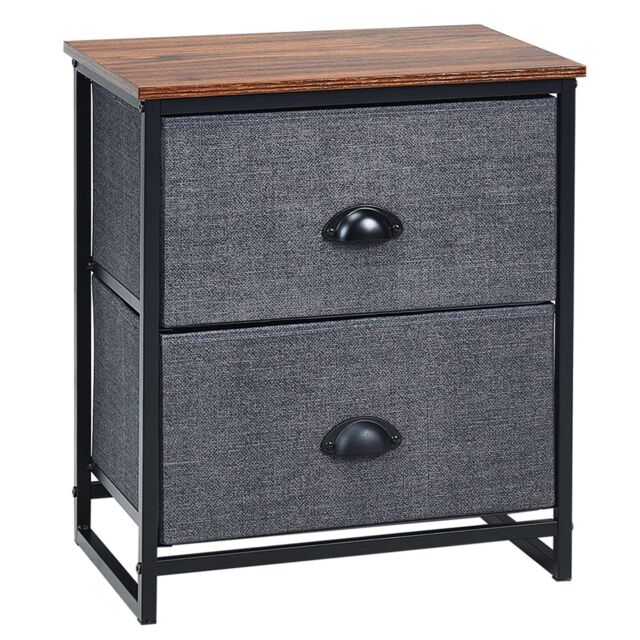 Costway 2-Drawer Fabric Dresser Metal Frame Chest of Drawers Nightstand - image 1