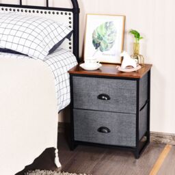 Costway 2-Drawer Fabric Dresser Metal Frame Chest of Drawers Nightstand - thumbnail 6