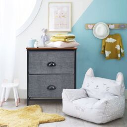 Costway 2-Drawer Fabric Dresser Metal Frame Chest of Drawers Nightstand - thumbnail 3