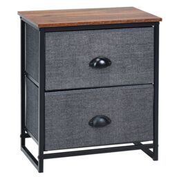 Costway 2-Drawer Fabric Dresser Metal Frame Chest of Drawers Nightstand - thumbnail 1