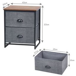 Costway 2-Drawer Fabric Dresser Metal Frame Chest of Drawers Nightstand - thumbnail 5