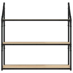 Berkfield Home 3-Tier Wall Shelf Sonoma Oak 80x21x78.5 cm Engineered Wood in Brown - thumbnail 4
