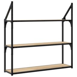 Berkfield Home 3-Tier Wall Shelf Sonoma Oak 80x21x78.5 cm Engineered Wood in Brown - thumbnail 6