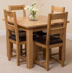 Thats Furniture Oslo 90 x 90 cm Oak Small Dining Table & 4 Lincoln Oak Chairs in Brown