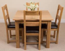 Thats Furniture Oslo 90 x 90 cm Oak Small Dining Table & 4 Lincoln Oak Chairs in Brown - thumbnail 2