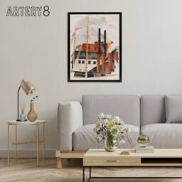 "Artery8 Piano Movers Holiday Cubist Painting Demuth Framed Canvas Wall Art - Size: W12"" x H16""" - thumbnail 3