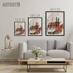 "Artery8 Piano Movers Holiday Cubist Painting Demuth Framed Canvas Wall Art - Size: W12"" x H16""" - thumbnail 4