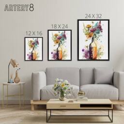 "Artery8 Wildflower Bouquet In Wine Bottle Floral Framed Canvas Wall Art Print - Size: W12"" x H16""" - thumbnail 4