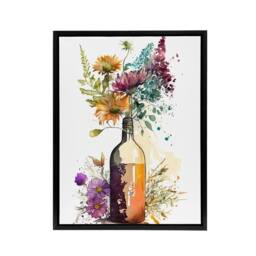 "Artery8 Wildflower Bouquet In Wine Bottle Floral Framed Canvas Wall Art Print - Size: W12"" x H16""" - thumbnail 1